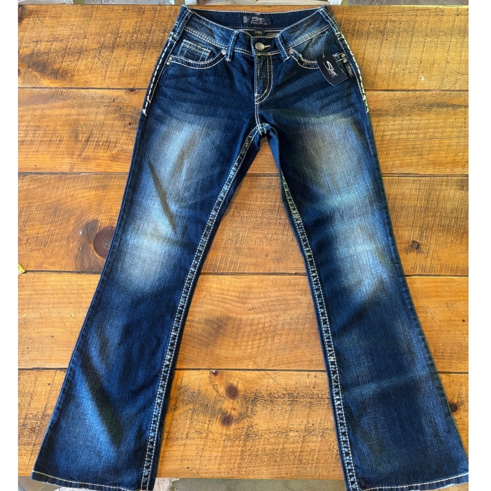NWT Silver Suki Mid Flare Jeans Womens Dark Wash Y2K Style Stretchy Size 27x32